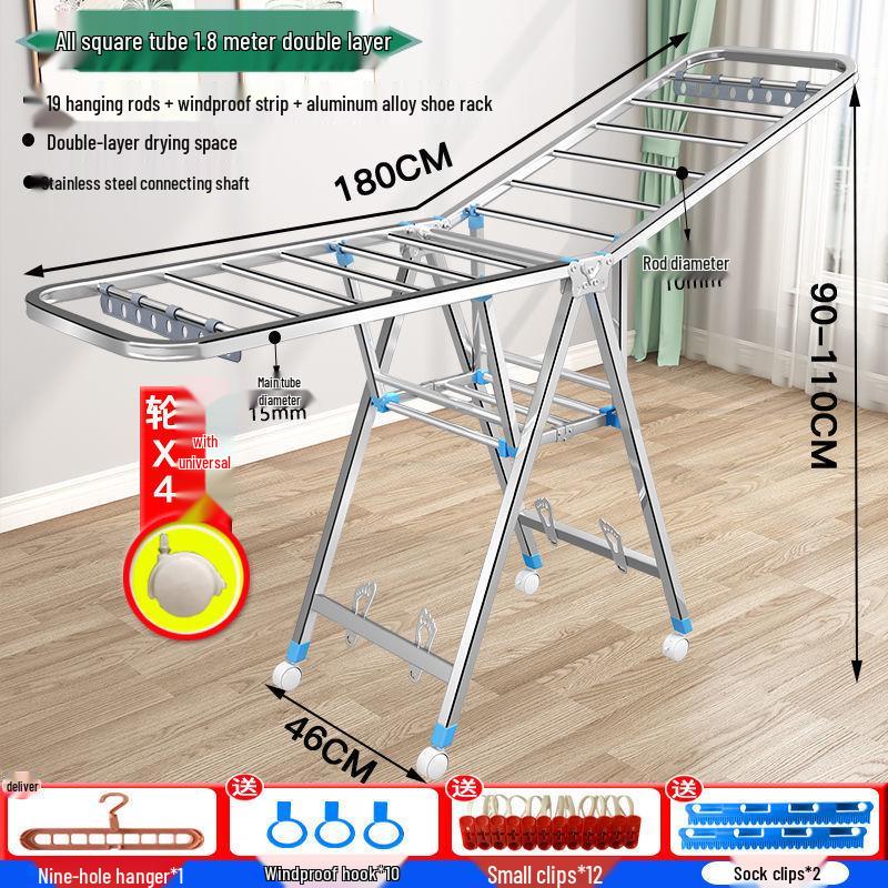 Floor-Standing Folding Towel and Clothes Rack for Hairdressing Salons and Barber Shops