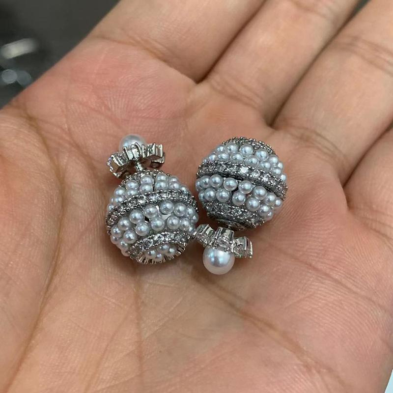 

South Korea Sweet Elegant High Quality Pearl Circle GIRL S Ear Stud Gift Party Banquet WOMEN S Jewelry Earrings срібний