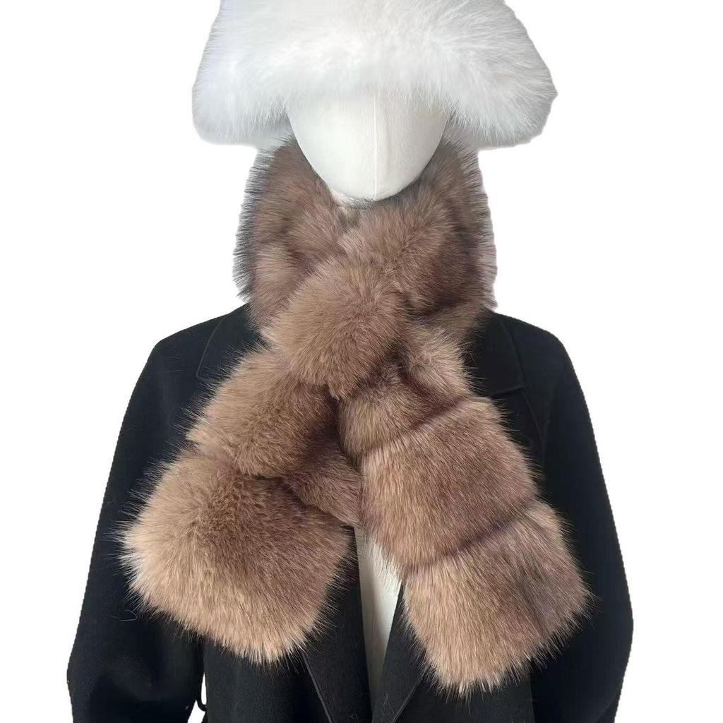 Korean Style Double-Sided Faux Mink Fur Scarf: Women's Thick Warm Neck Warmer for Autumn/Winter - Versatile & High-End Feel