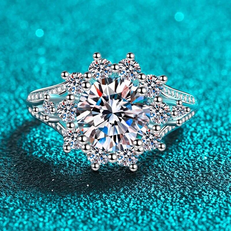 Inel de lux Moissanite 3ct pentru femei Inel de logodnă 100% S925 argint sterling placat cu platină Bandă de promisiune de nuntă GRA