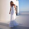 2025 Sexy V-Neck White Spaghetti Strap Evening Gown