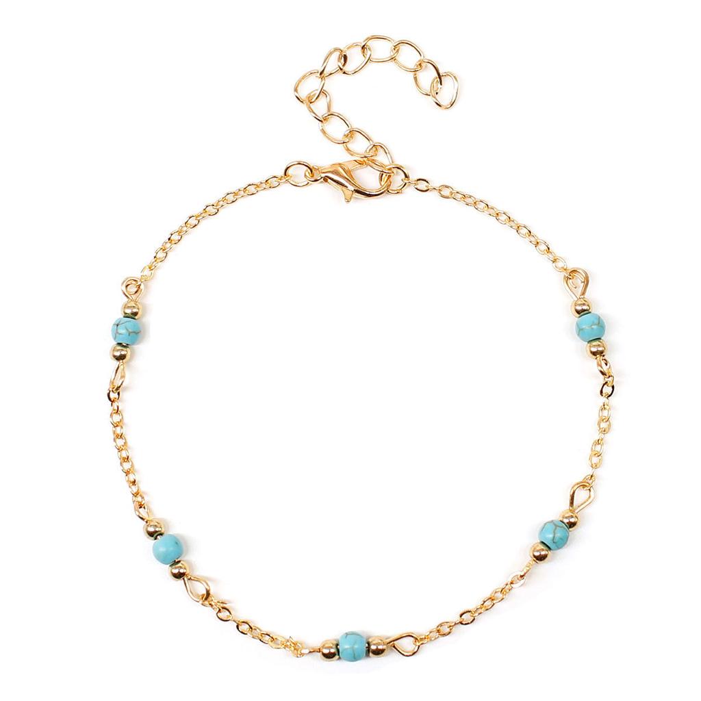 New Anklet, Retro and Simple, Handmade Beaded, Women's Simple Turquoise Anklet.