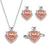 Šperky Nová súprava Vysoko uhlíková Papalacha Náušnice v tvare srdca Prsteň Náhrdelník Módna ľahká luxusná pre ženy