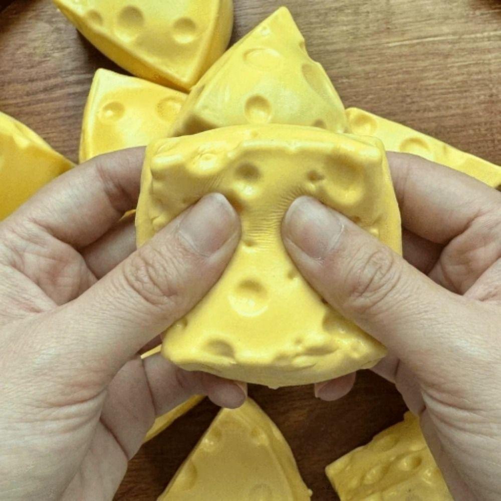 Super Soft Cheese Squeezed Cube Anxiety Relief Cheese Stress Ball Portable Cheese Pinch  Office