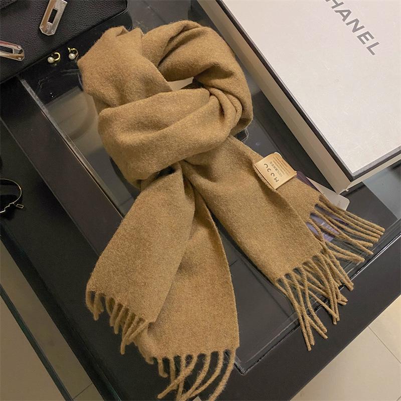 100 wool clip flower solid color scarf women's winter new unisex high-end versatile gift