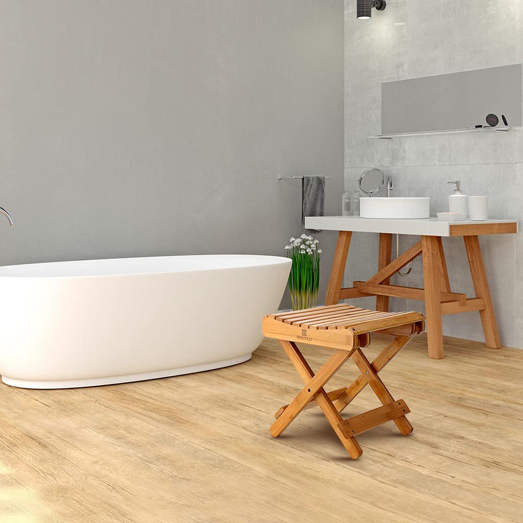 MASTLU Folding Chair Bath Stool Bamboo Bath Chair Folding Chair Bath Chair Sauna Chair Easy To Carry Stool Bath Chair Japanese Style Shower Fishing