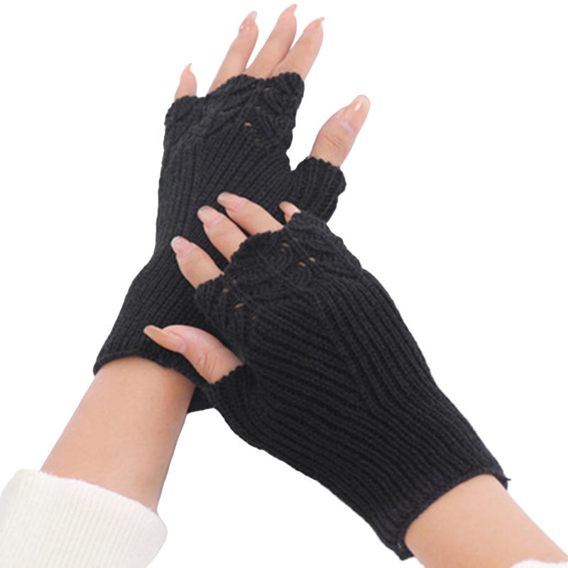 Women Knitted Warm Half Gloves Autumn Winter Fingerless Gloves Arm Sleeve Girls Fashion Casual Accessories Mittens