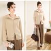TUHUANG Women's Thick Pure Cashmere Stand Collar Cardigan