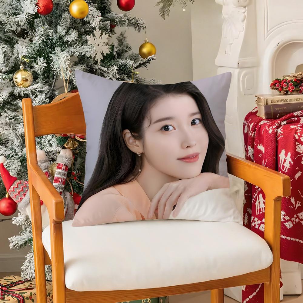 Singer LLee Ji Eun IU Fun Beautiful Pillow Case Silky Short Plush With Invisible Zipper Dustproof Sofa Cushion Cover