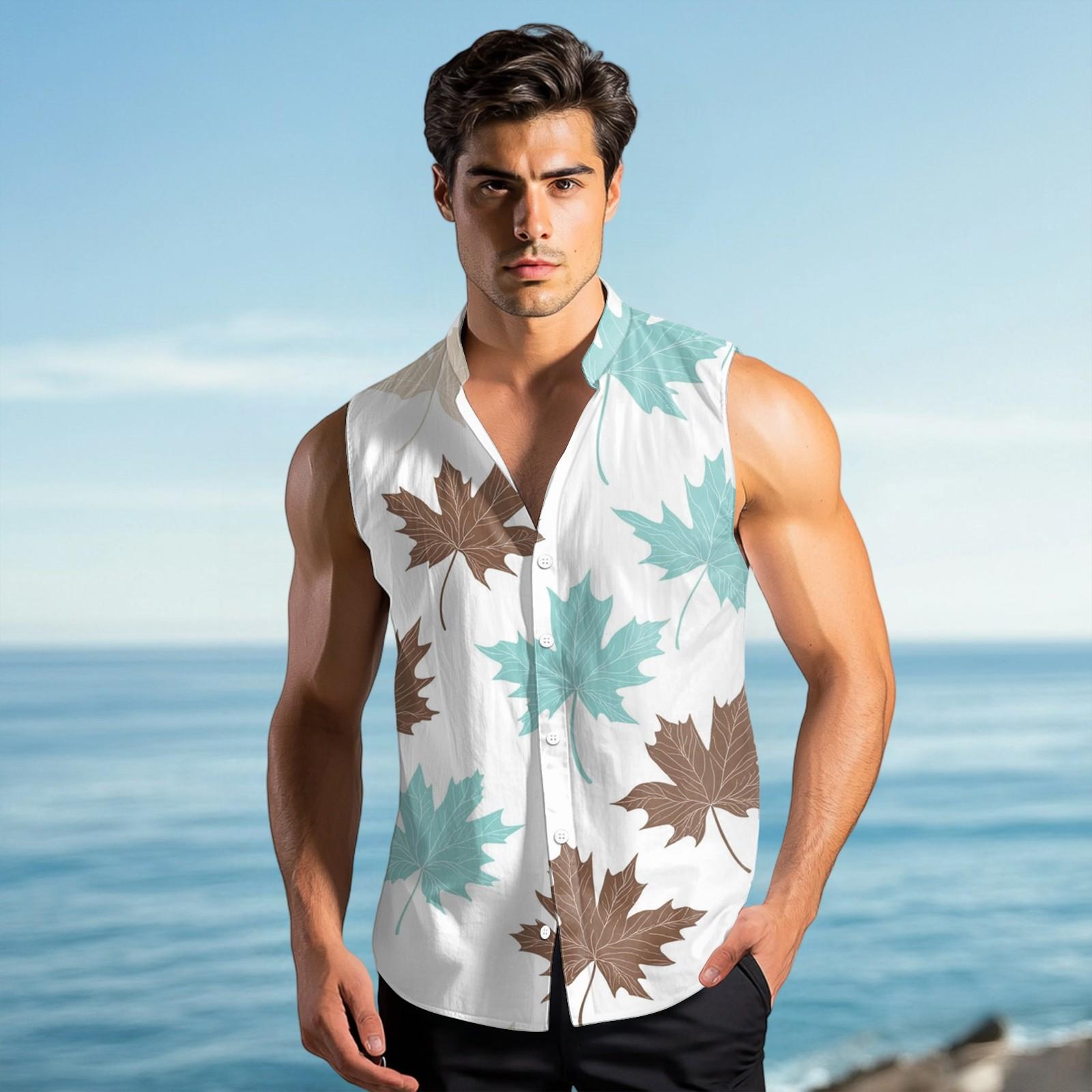 

Чоловіча мода Принтована Безрукавка з Лацканами на Ґудзиках XL