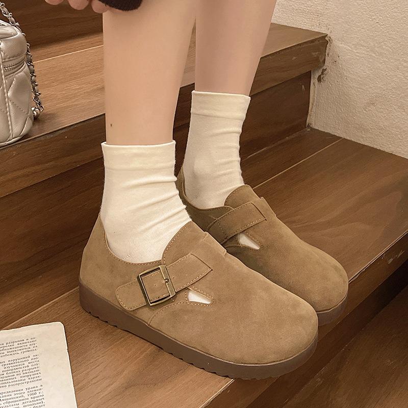 Autumn new ugly cute trendy with retro Boken casual flat single shoes lazy one pedal Doudou shoes woman