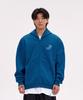 Astral Projection Graffiti Oversized Wide Shoulder Zip-Up Hoodie_Teal Blue