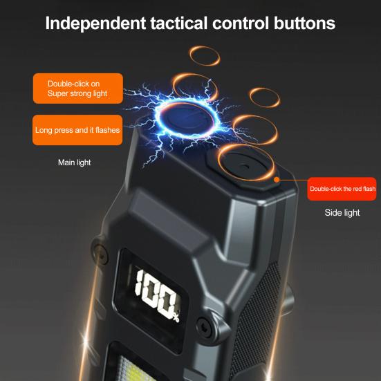 LED Flashlight with Power Display High Lumens Super Bright Waterproof Compact Portable Rechargeable Handheld Flashlight