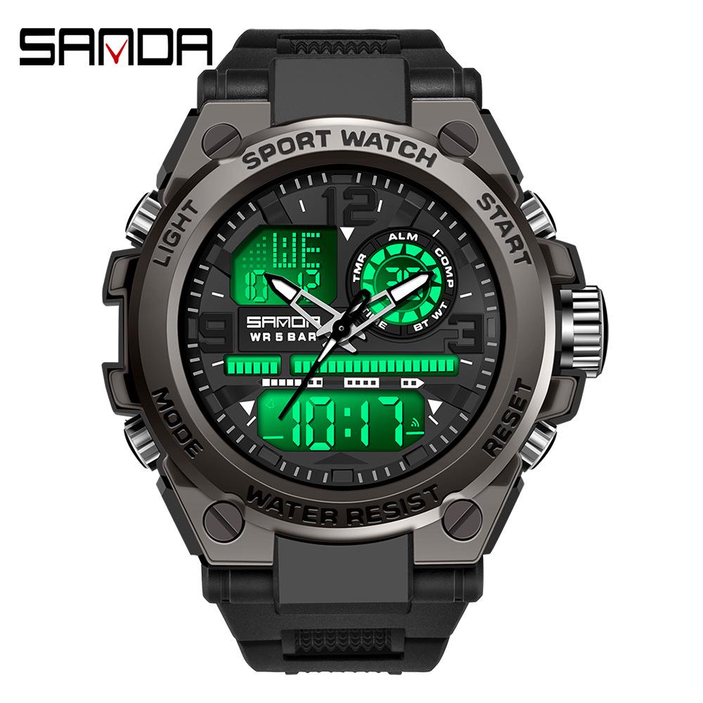 Sanda 6024 Outdoor Sports Shockproof Waterproof Luminous Watch - Unisex Multifunctional Electronic Watch