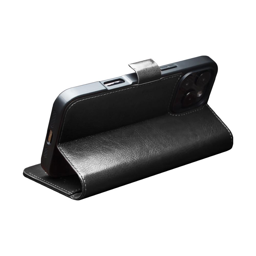 QIALINO Etui na iPhone 16 Pro TPU+Skóra naturalna Portfel Pokrowiec na telefon