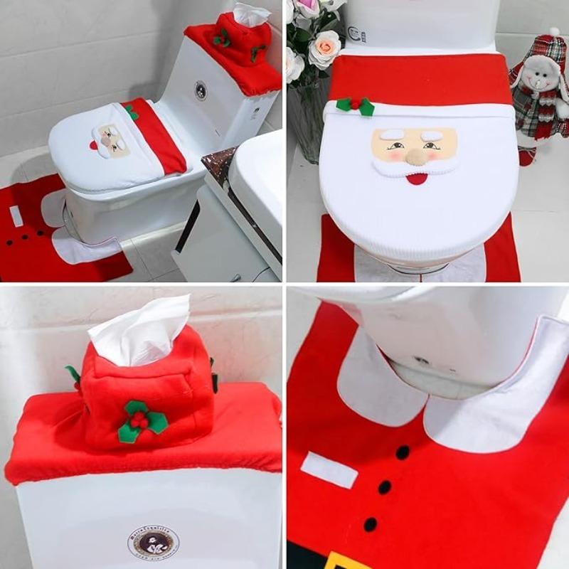 1-5Sets ChristmasToilet Seat CoverDecorations Christmas Elf Toilet Seat Cover Set ChristmasBathroom Decor Xmas Home Indoor Decor
