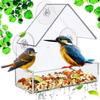Suction Cup Bird Feeder Transparent Window Bird Feeder Tray Hanging House Shape Pet Feeder Outdoor Garden Bird Food Dispenser