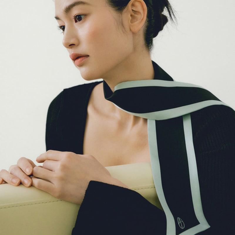 

AVVINA PELLE Long Twilly Silk Scarf - Mint/Black MintBlack