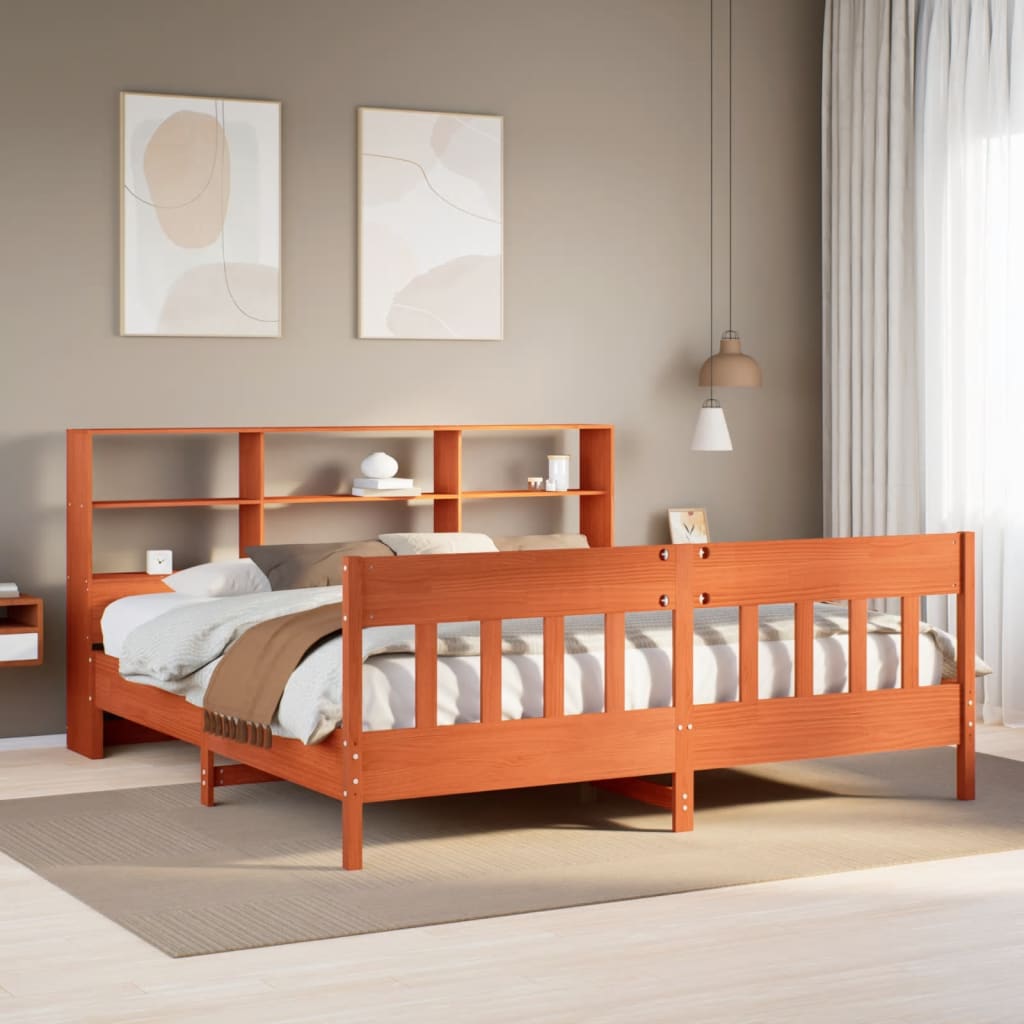 Solid Wood Bed without Mattress Wax Brown 200x200 cm Pine Wood