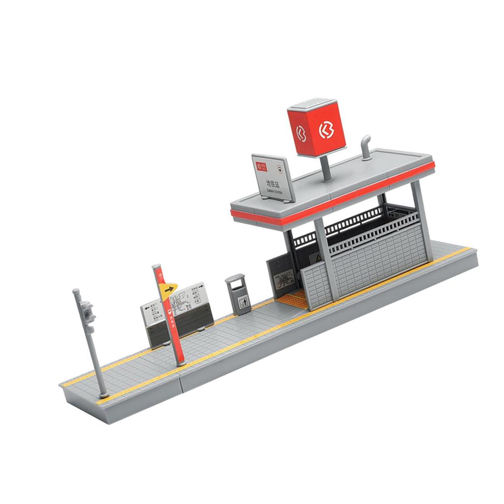 DIY 1/64 Scale Metro Station Model Unassembly Kit Miniature Building Scene Railway Diorama Sand Table Accessories Layout