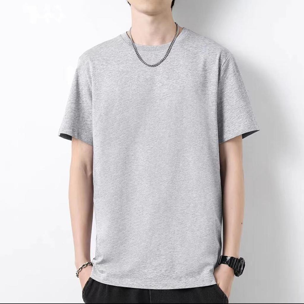 Manufacturer Men'S Short Sleeve T-Shirt Medium Green Trend Casual Versatile Loose Half Sleeve Solid Color Bottom Shirt