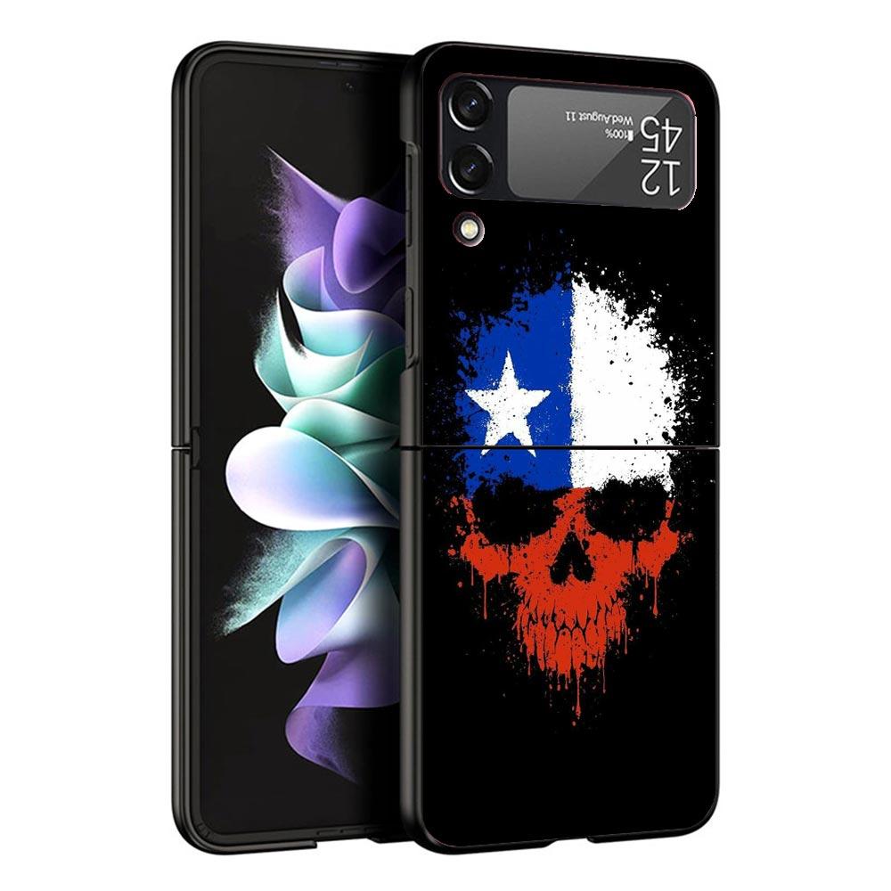 Chile Flag Black Phone Case For Samsung ZFlip7 ZFlip6 ZFlip5 ZFlip4 ZFlip3 5G Hard Protective Galaxy Z Flip 3 4 5 6 7