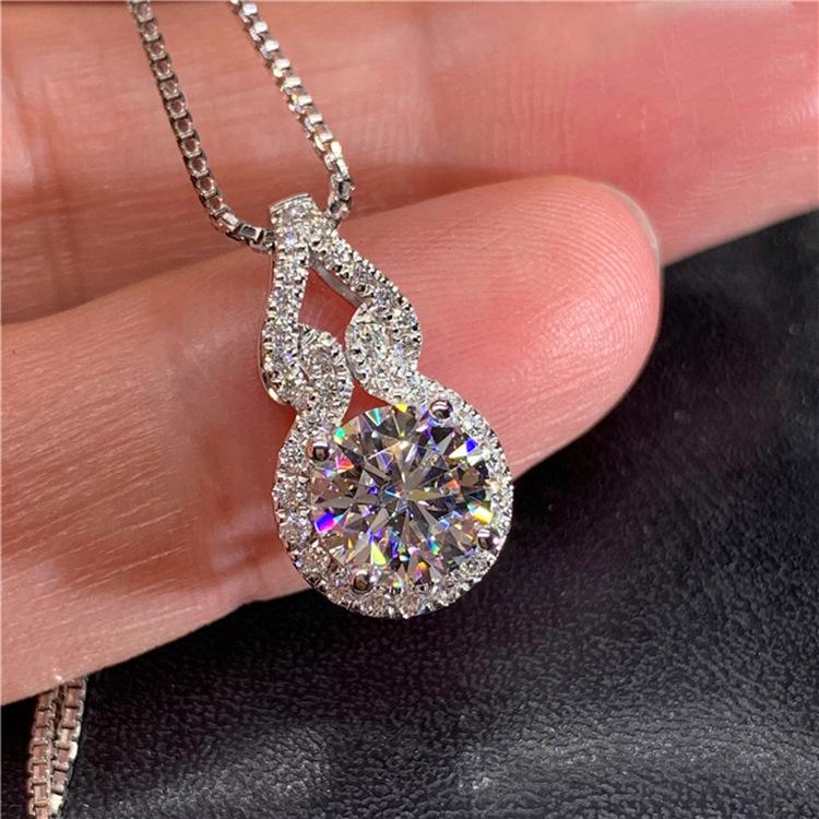 Classic Moissanite Gourd Pendant Necklace for Women