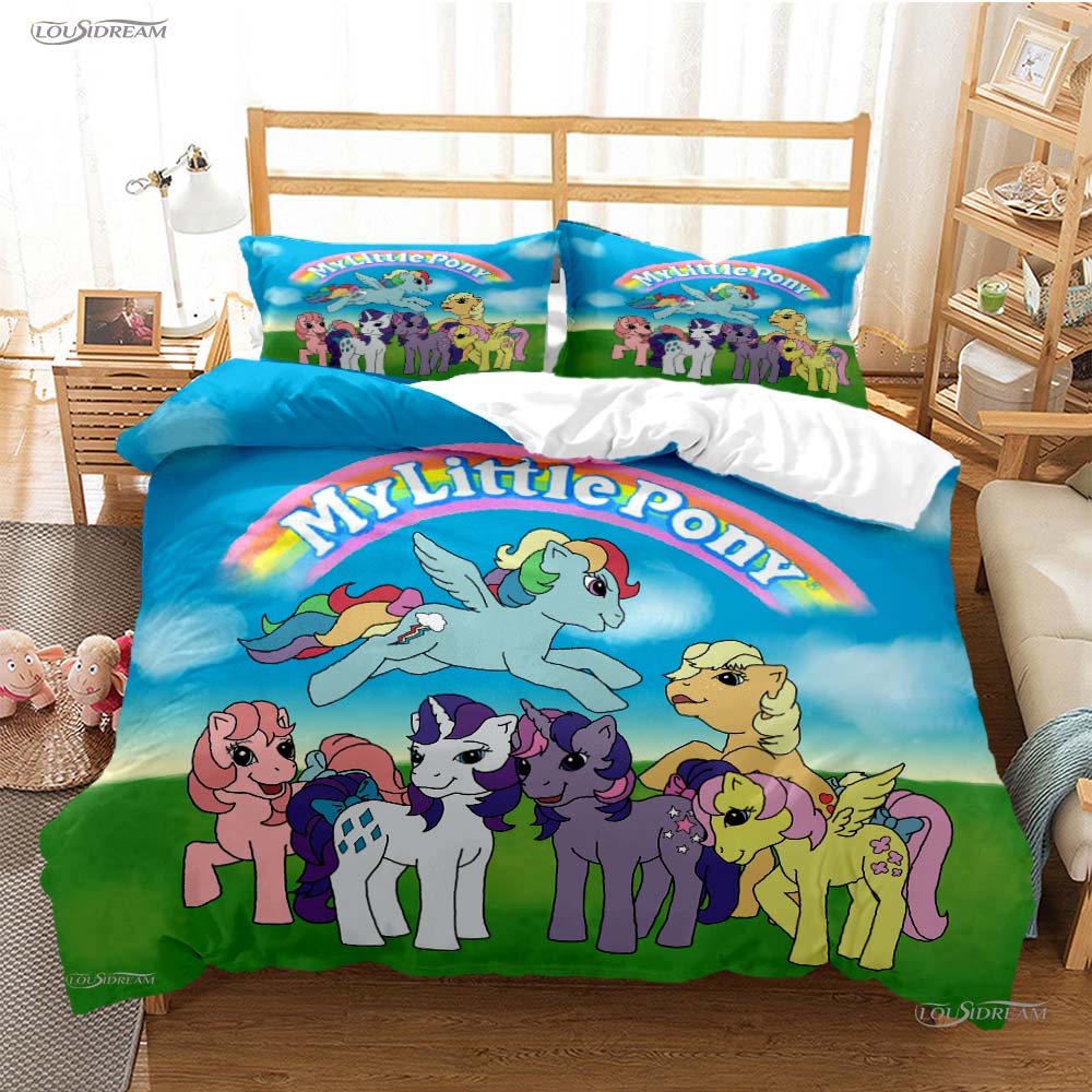

My Little Pony Cartoon All Season Duvet Cover Comforter Bedding Sets Soft Quilt Cover And Pillowcases Single/Double/Queen/King EU Single(135*200cm)3pcs