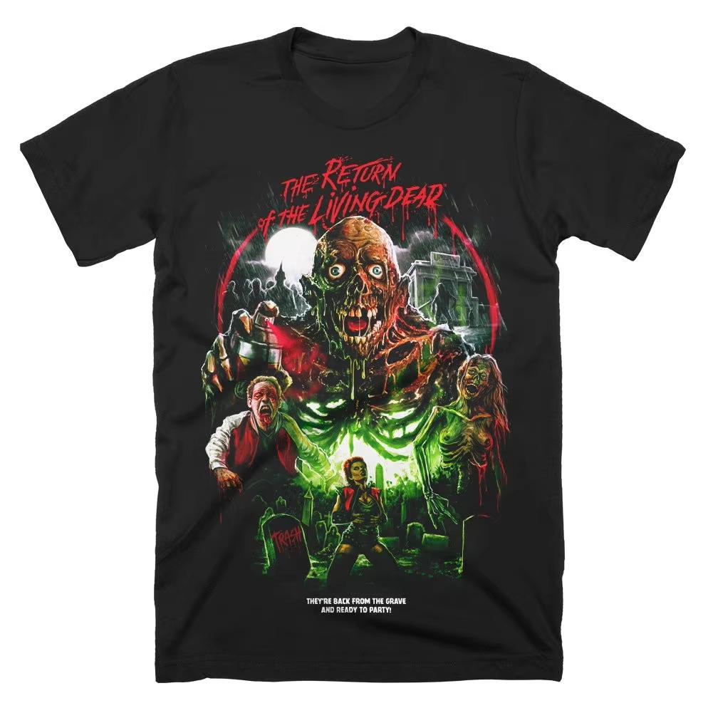 2026 T-shirt - Summer 80s psychedelic pattern short-sleeved loose street style relaxed fit horror-themed fan shirt