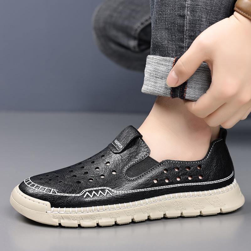 Fashion Spring Autumn Hot Selling Men's Leather Casual Shoes High Quality Handmade Soles Men's Hiking Shoes Versatile Driving Shoes