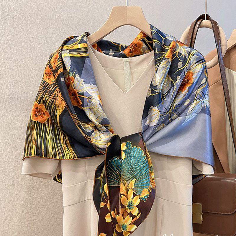 Bright Happiness Tree Silk Scarf Women'S Spring And Autumn Versatile 110 Satin Square Scarf Mulberry Silk Scarf Shawl