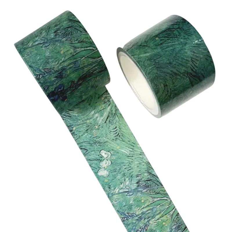 

Oil Painting Pattern Tape for Art Craft 30mm Wide Scrapbooking Tape Aesthetic Masking Tape for Journal Album Packaging