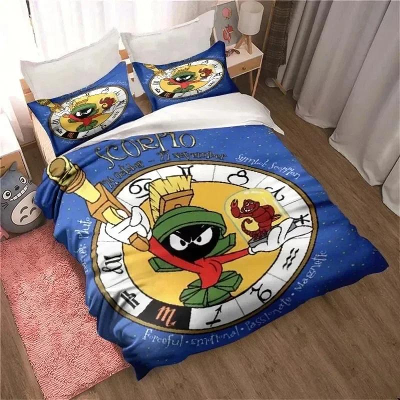 3D Print Game Marvin The Martian Cartoon Bed Set Duvet Cover Pillowcase Bedding Set Linen Sheet Quilt Cover Full Queen King Size