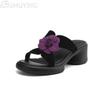 Women Slippers Flower Heeled Sandals New Summer Shoes 2025 Designer Chunky Dress Party Woman Pumps Slingabck Sandalias