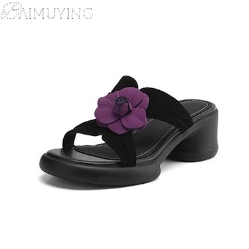 Fashion Women Slippers Flower Heeled Sandals New Summer Shoes Fashion 2025 Designer Chunky Dress Party Woman Pumps Slingabck Sandalias
