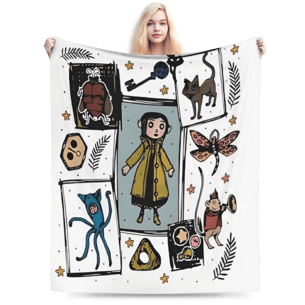 Cozy Blanket Travel Car Horror Cartoon C-Coraline Bedding Throws Novelty  Bedspread For Living Room