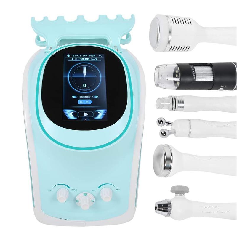 6 In 1 Water Hydrating Hydrogen Oxygen Injector Beauty Equipment Face Skin Rejuvenation Lifting Cleaning Blackhead Removal Skin Detector Machine
