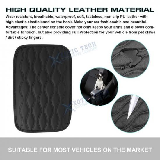 Universal Car PU Leather Armrest Pad Cover Center Console Box Cushion Protector