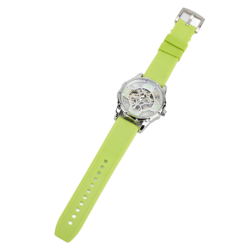 Automatic Mechanical Watch Four Leaf Clover Pattern Double Skeleton Dial 30M Water Resistance