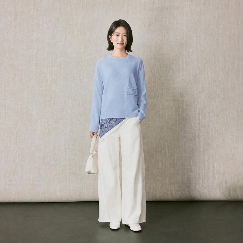 Beifanglu Women's Cashmere-Blend Asymmetric Pocket Knit Sweater