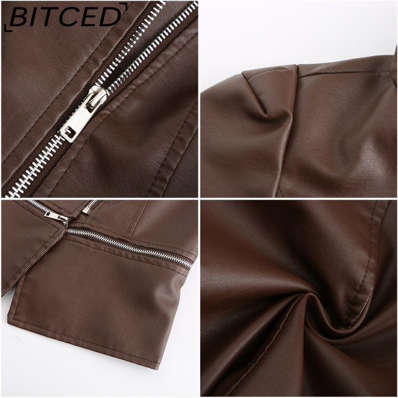 BITCED Women's Leather Jacket with Detachable Hem Spring/Autumn Coat Fashionable Casual Jacket
