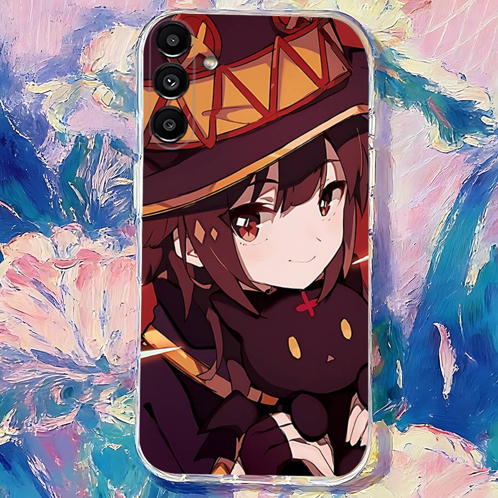 Megumin Anime K-KonoSubaS Phone Case For Samsung S24,S25,S30,S23,S21,S22,S20,S10,5G,FE,lite,PIus,Ultra Clear Transparent Cover
