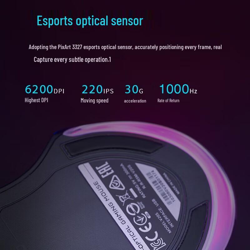 Rapoo V20S Wired Ergonomic Gaming Mouse