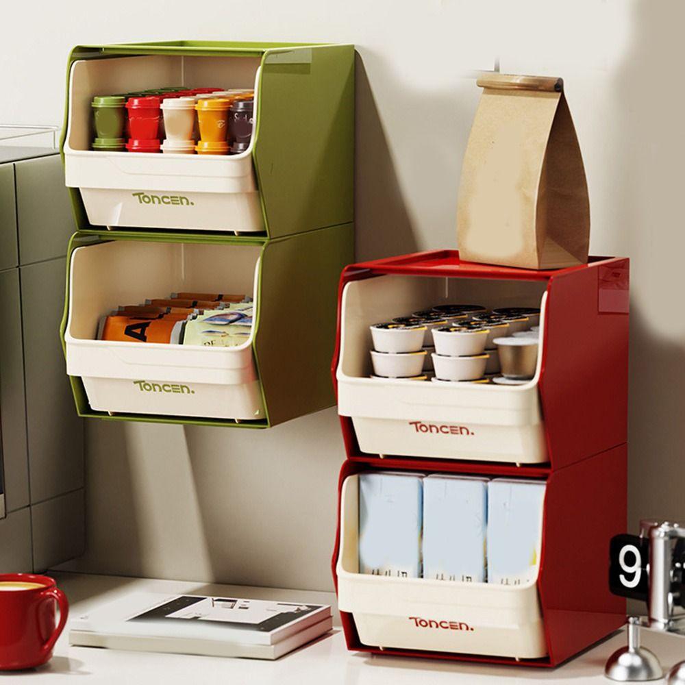 Wall-Mounted Tea Bag Storage Box Dustproof Instant Coffee Rack Sundries Storage Rack for Home