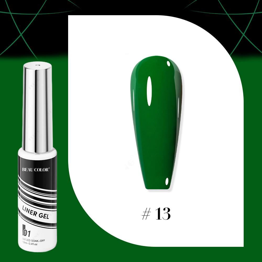 BEAU COLOR 1pcs 12ml 16colors Painting Liner Gel Polish Collection Semi-permanent Nail Art UV/LED Gel Polish