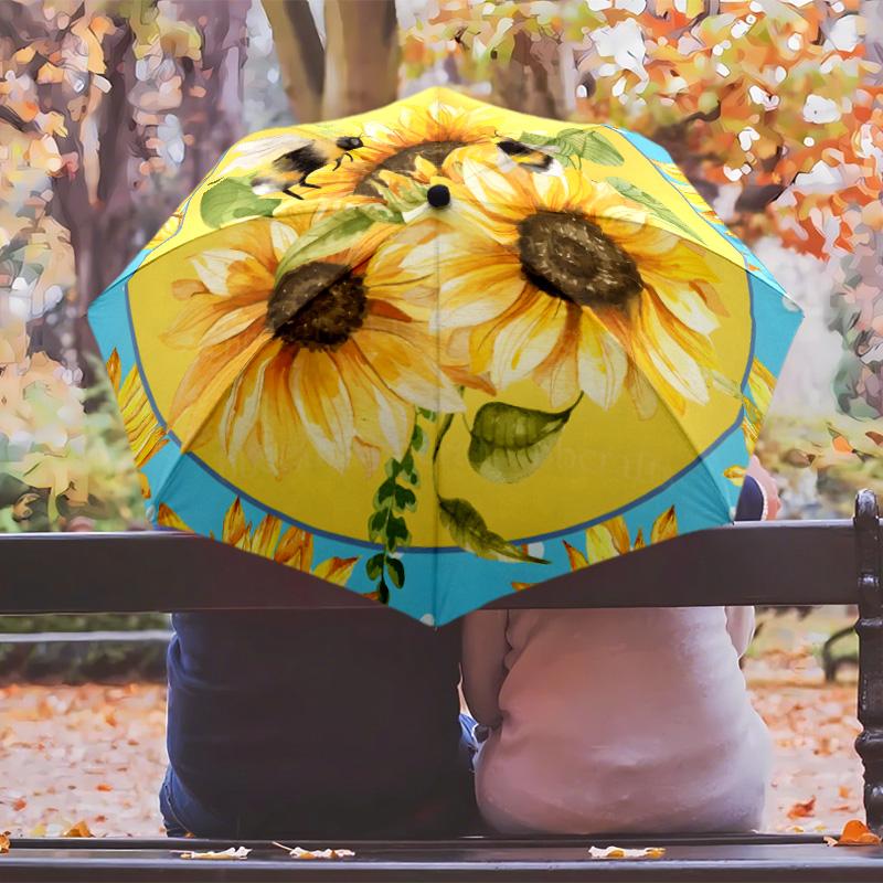Sunflowers 2 Printed umbrella windproof folding umbrella portable sun and rain umbrella suitable for gifting