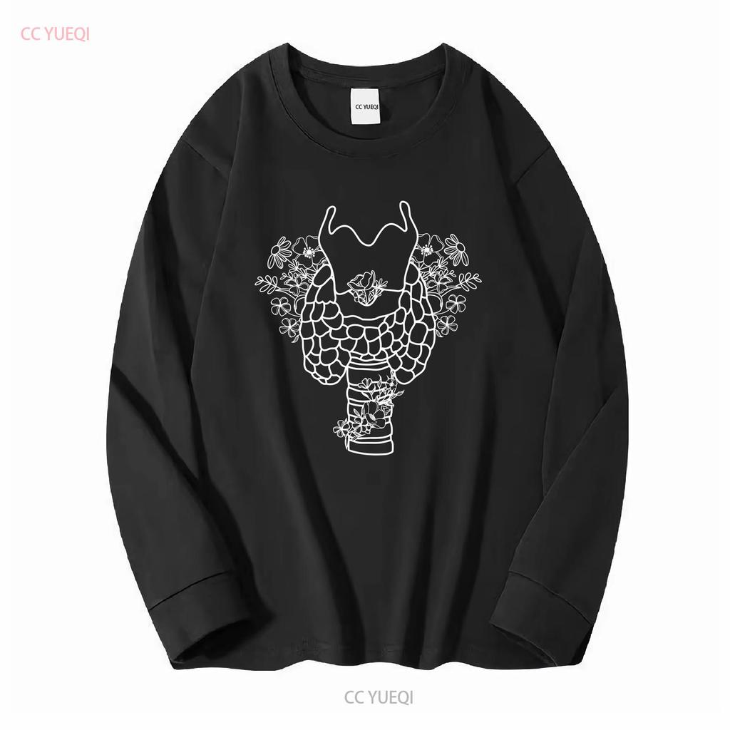 Thyroid T Shirt Floral Anatomy Hypothyroidism Graves Disease Cancer Hyperthyroidism Endocrinology long or short sleeves