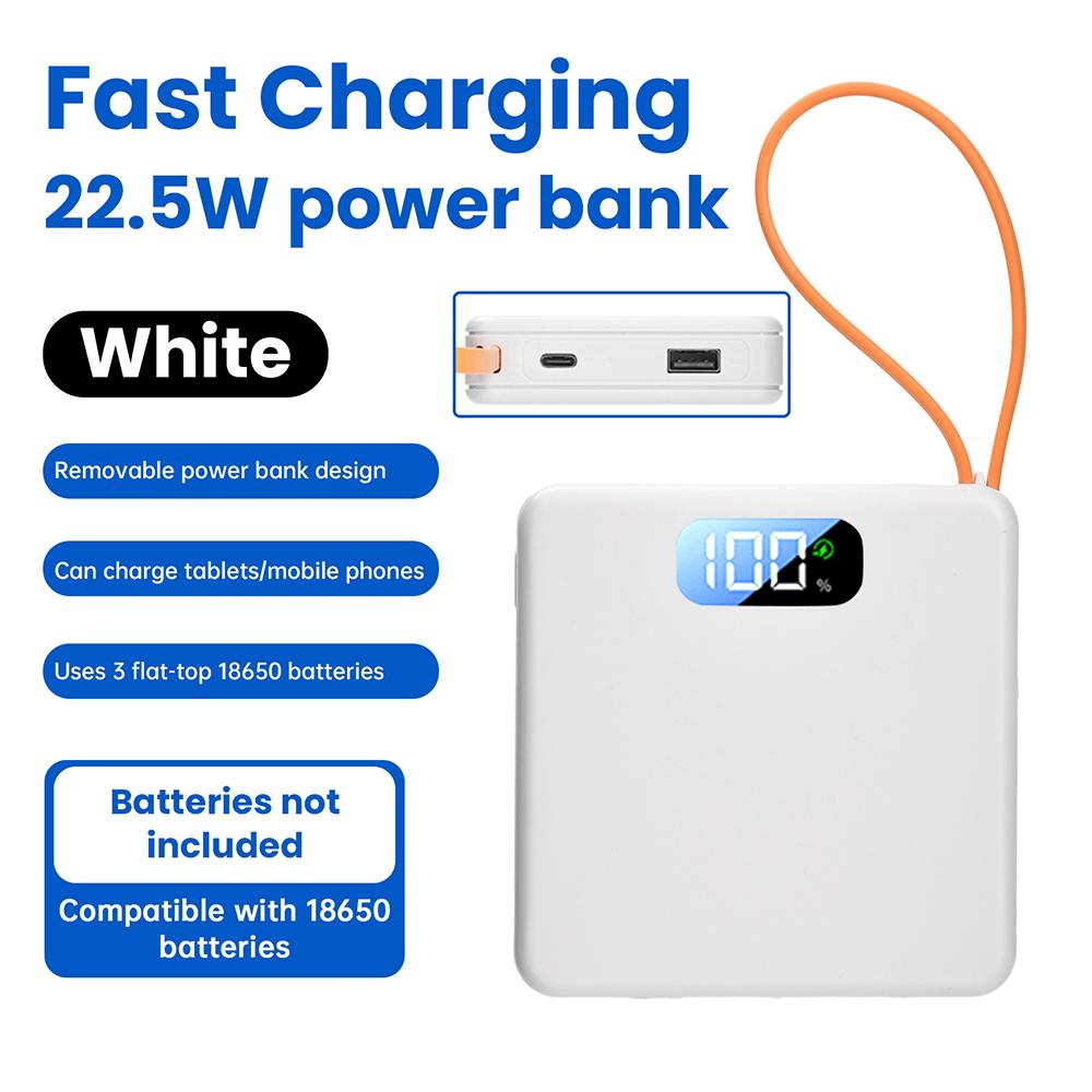 DIY Power Bank Kit 10W 22.5W Fast Charging, No Welding Design with 3x18650 Battery Case, Portable Power Supply Case