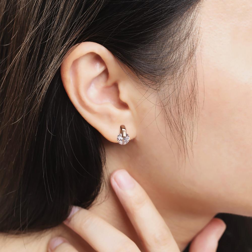 Orecchini Classici Brillanti in Zirconia Cubica da Donna Colore Oro Rosa Carini Mini Accessori per Orecchie Lobe Gioielli alla Moda E547