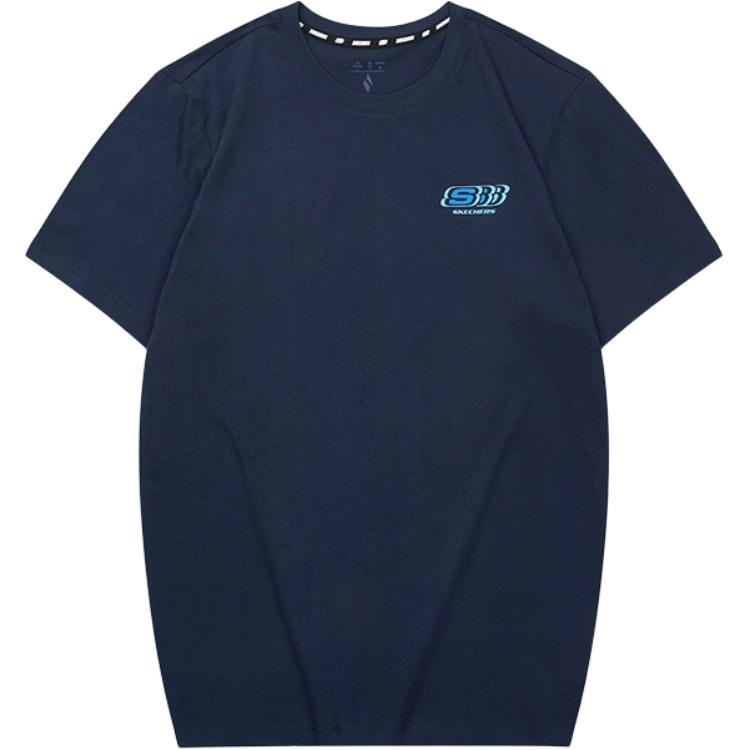 Skechers Soft And Comfortable Skin-Friendly Short Sleeve T-Shirt Unisex tops Navy-Blue L224U134-002Z L